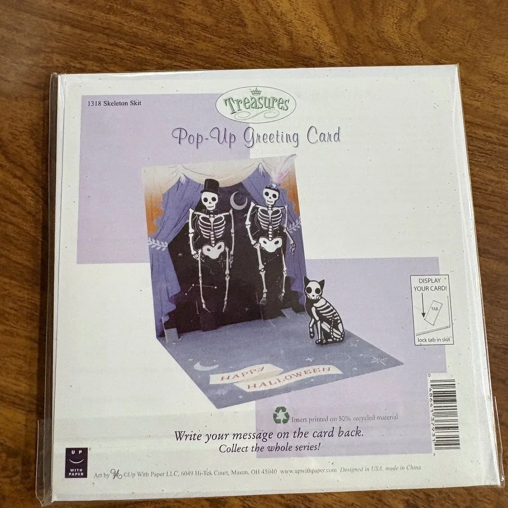2‎ Treasures Halloween Pop Up Greeting Cards Skeleton Cat Pumpkin Jack-o-lantern